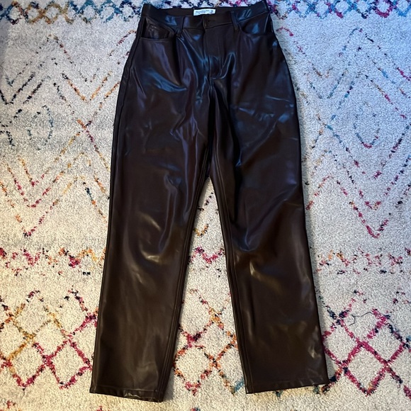 abercrombie curve love leather 90s straight pants - Picture 6 of 8